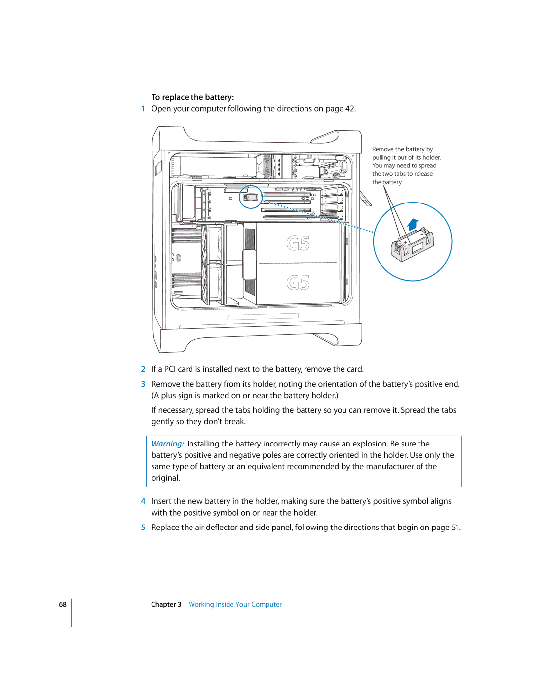 Apple G5 manual To replace the battery 