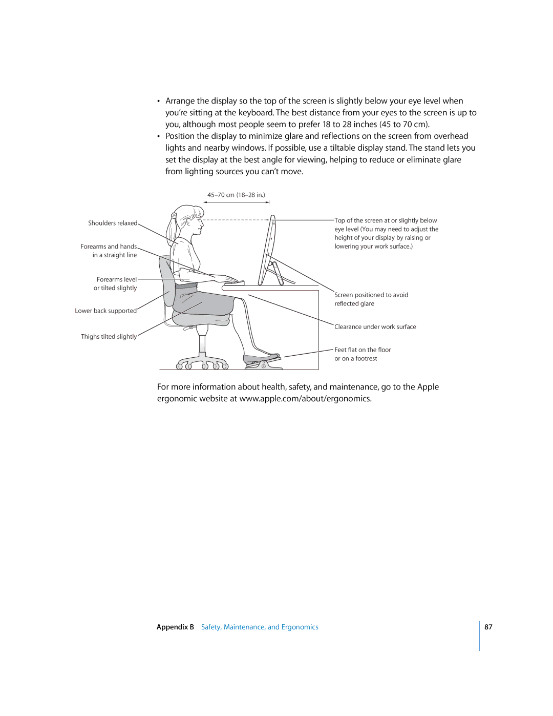 Apple G5 manual Shoulders relaxed 