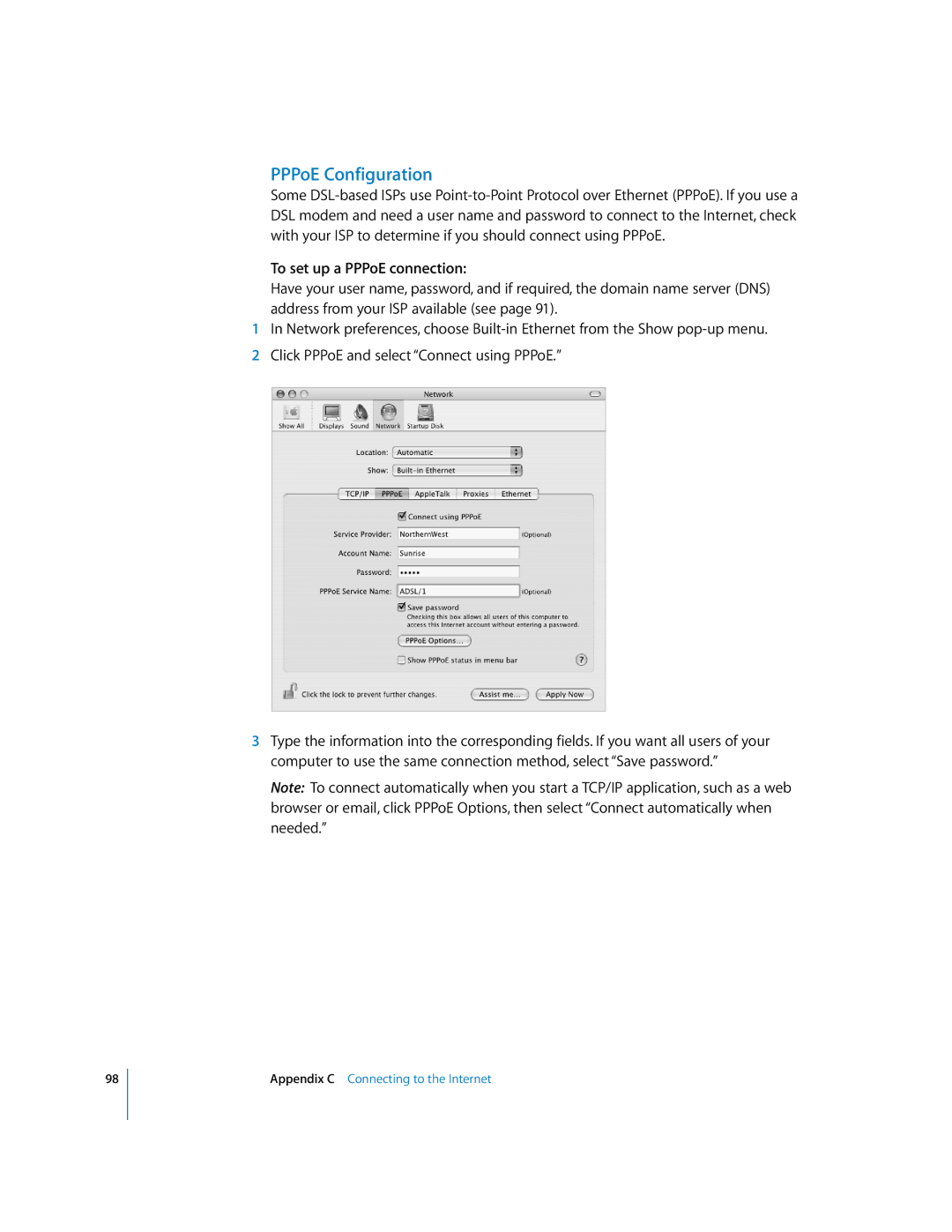 Apple G5 manual PPPoE Configuration, To set up a PPPoE connection 