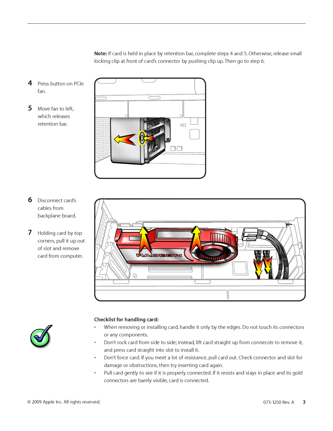 Apple HD 4870 warranty Checklist for handling card 