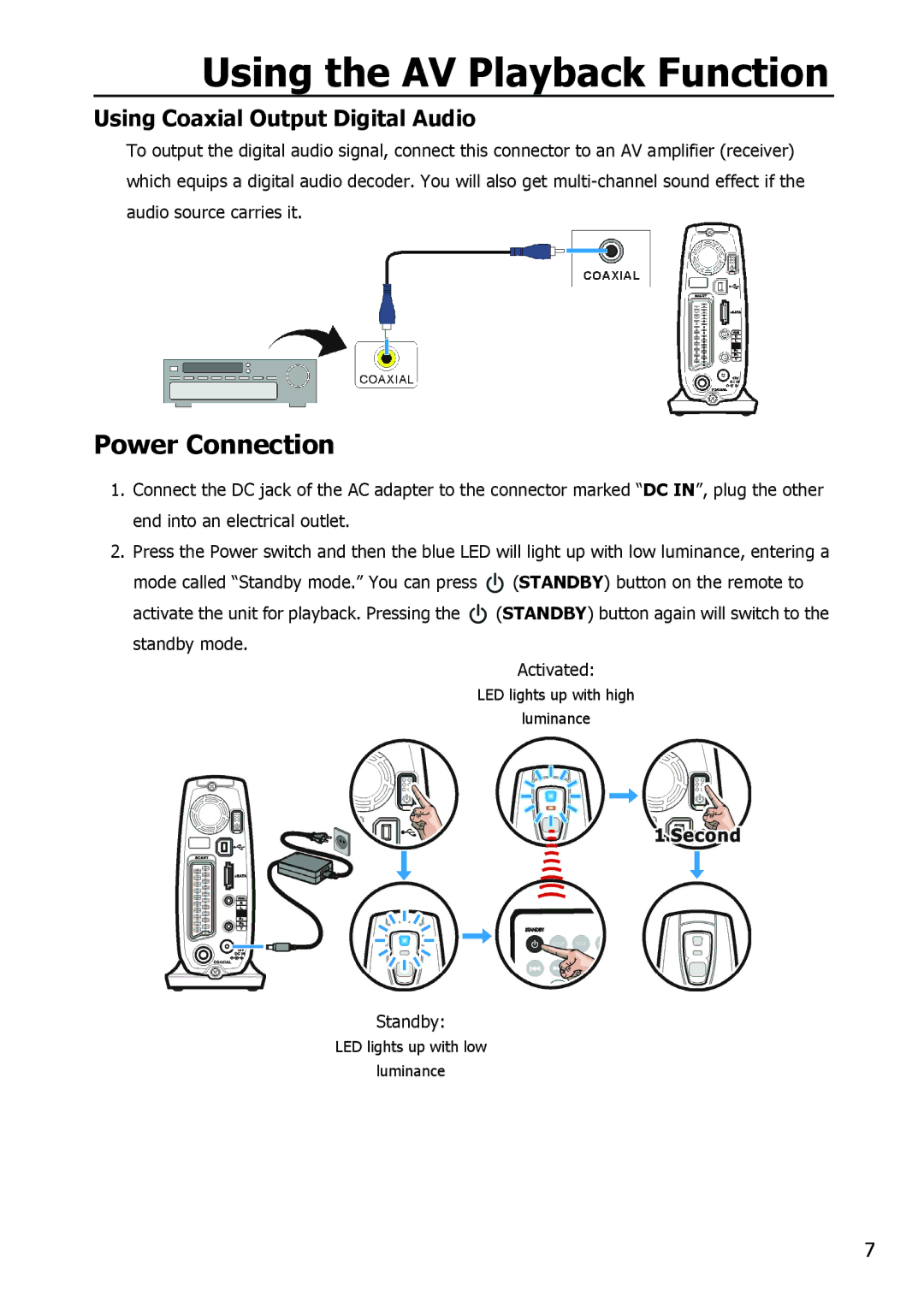 Apple HV356T user manual Power Connection, Using Coaxial Output Digital Audio 