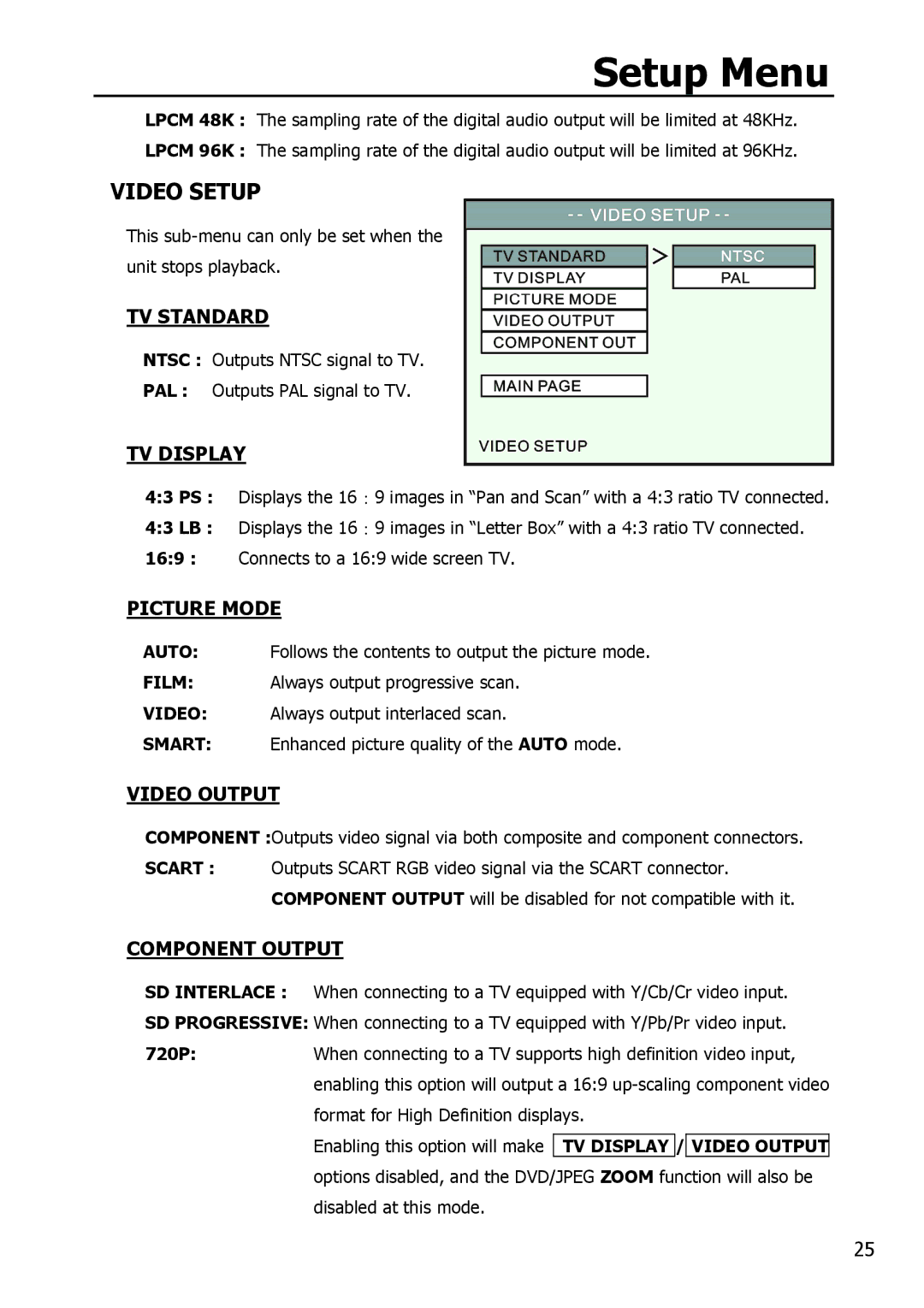 Apple HV356T user manual Video Setup 