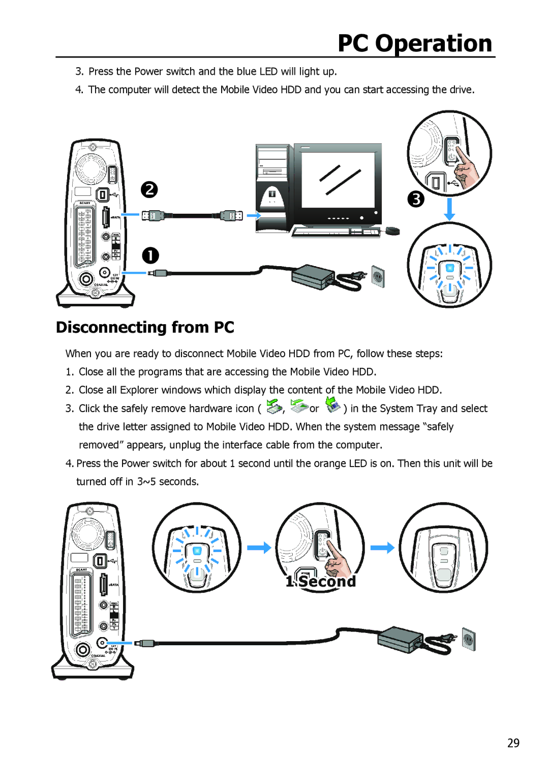 Apple HV356T user manual Disconnecting from PC 