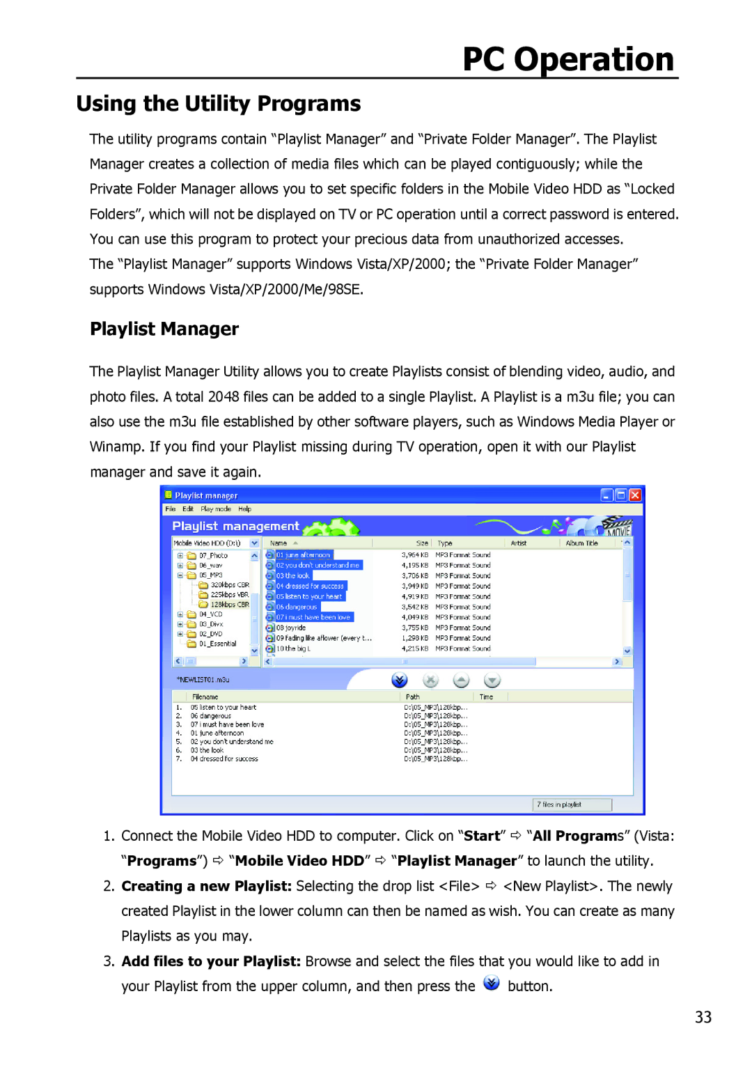 Apple HV356T user manual Using the Utility Programs, Playlist Manager 