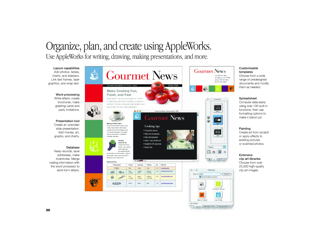 Apple I Book G3 manual Organize, plan, and create using AppleWorks 