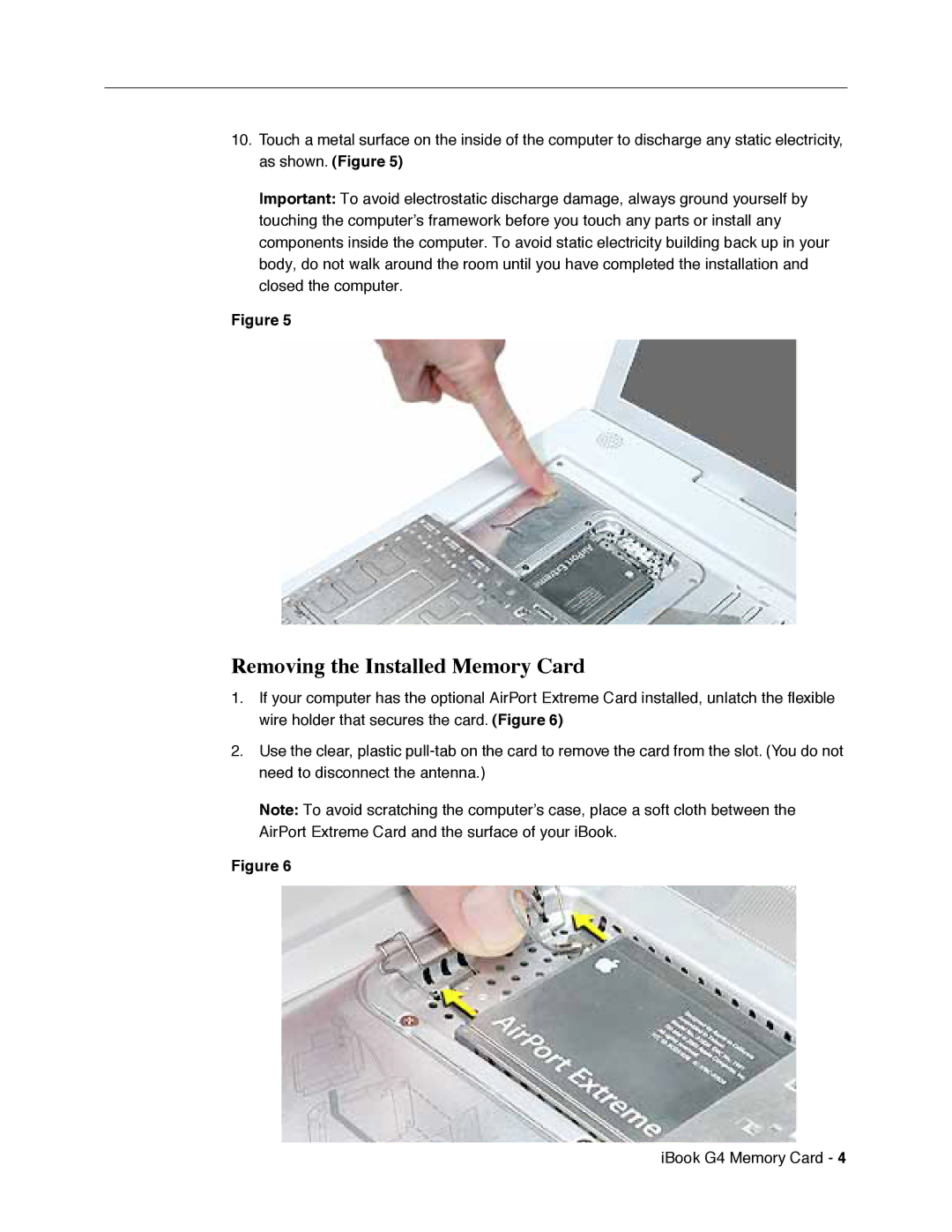 Apple IBG4-MEM-CIP1 warranty Removing the Installed Memory Card 