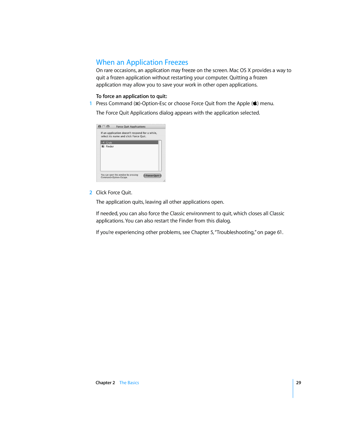 Apple iBook G4 manual When an Application Freezes, To force an application to quit 