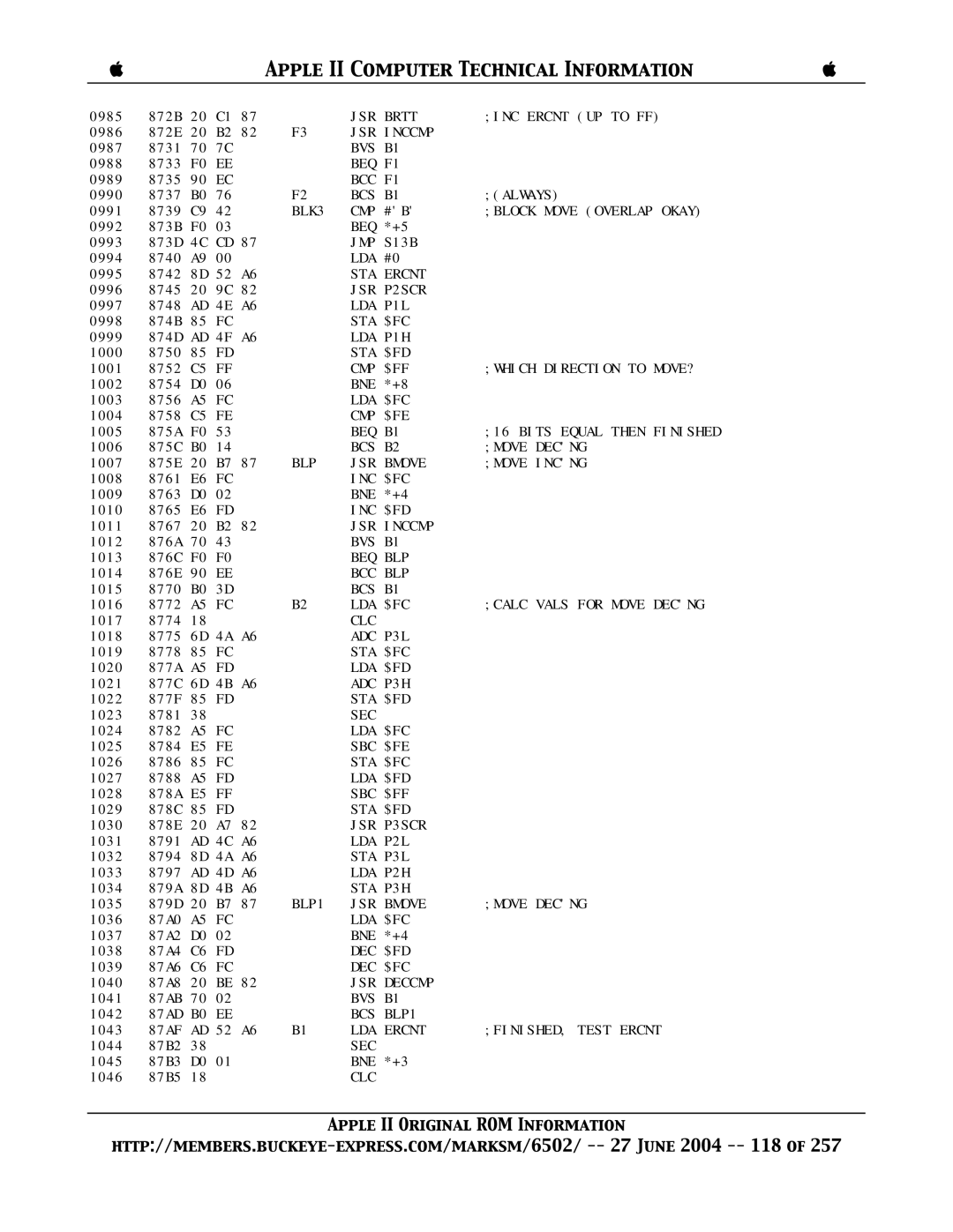 Apple II manual JSR Brtt INC Ercnt UP to FF 