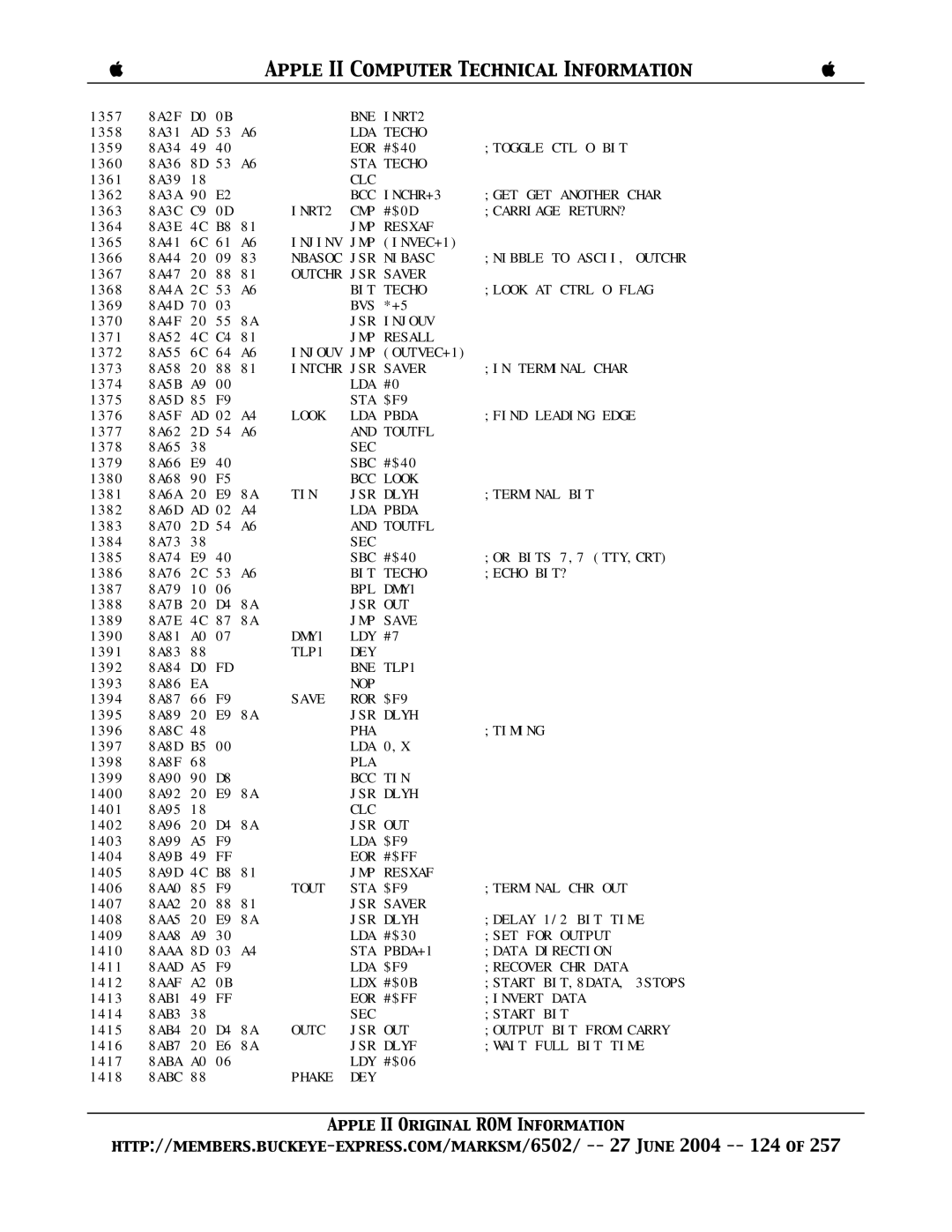 Apple II manual BNE INRT2 