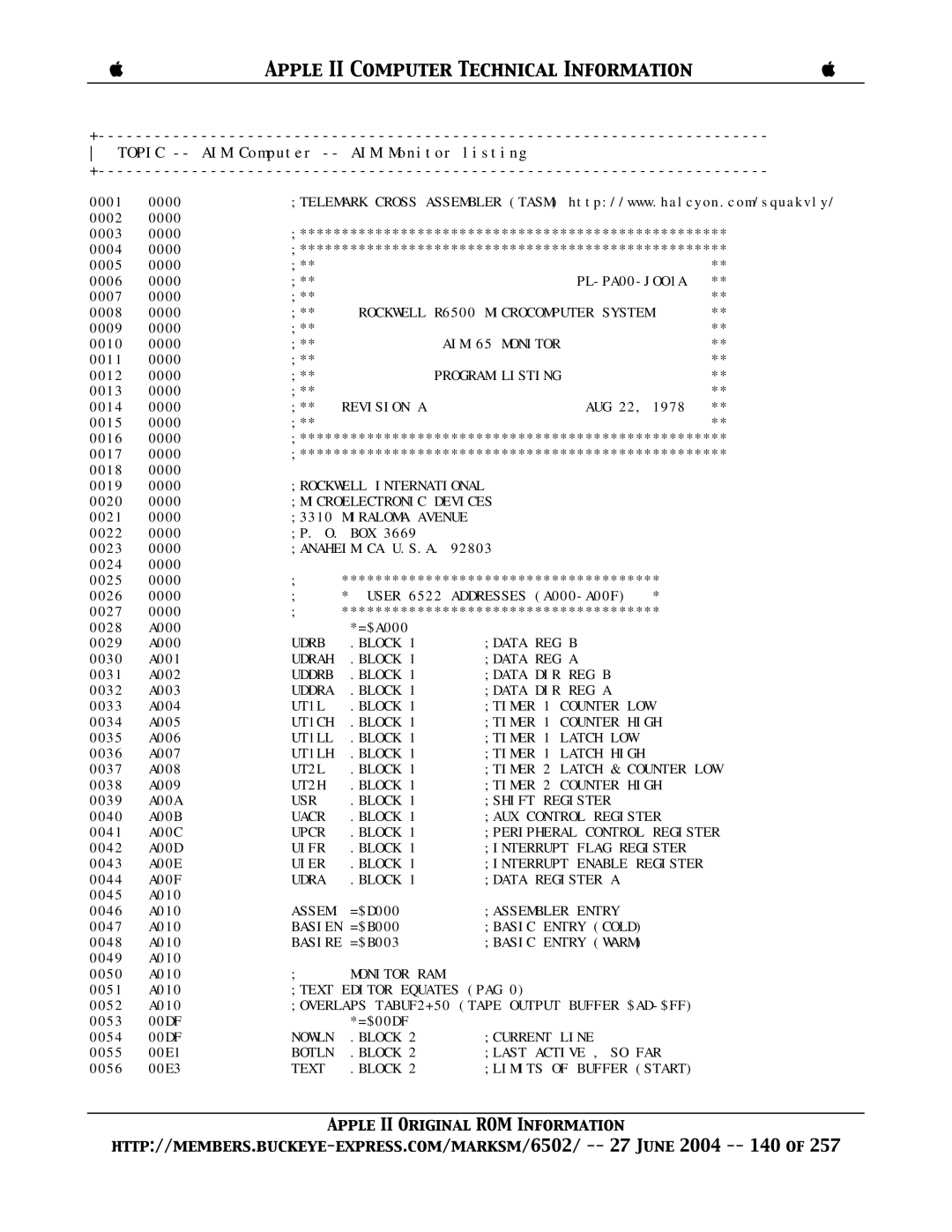 Apple II manual Rockwell International, Udrah, Uddra, Nowln 