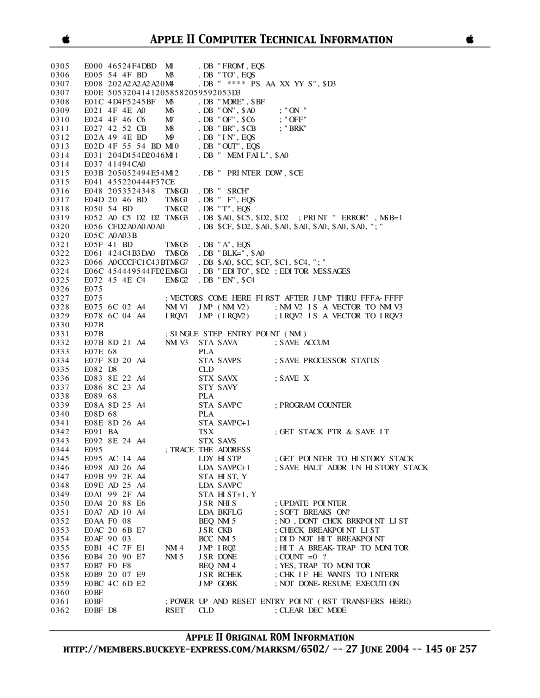 Apple II manual Db To,Eqs, CFD2A0A0A0A0 