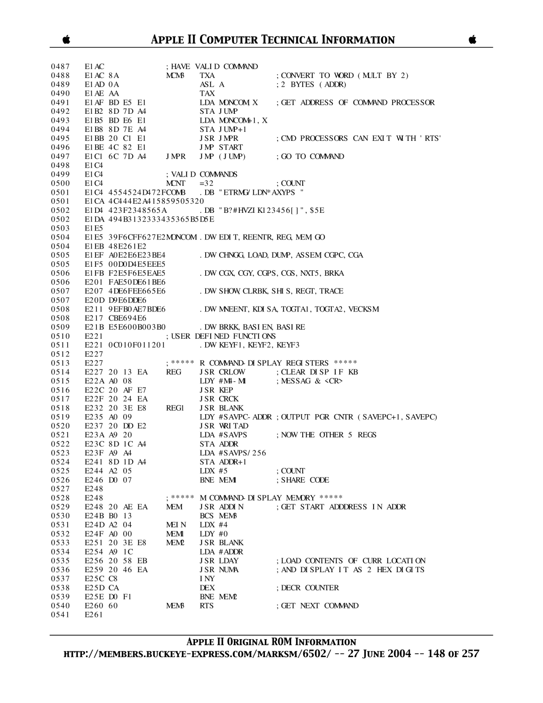 Apple II manual E1AC Have Valid Command 