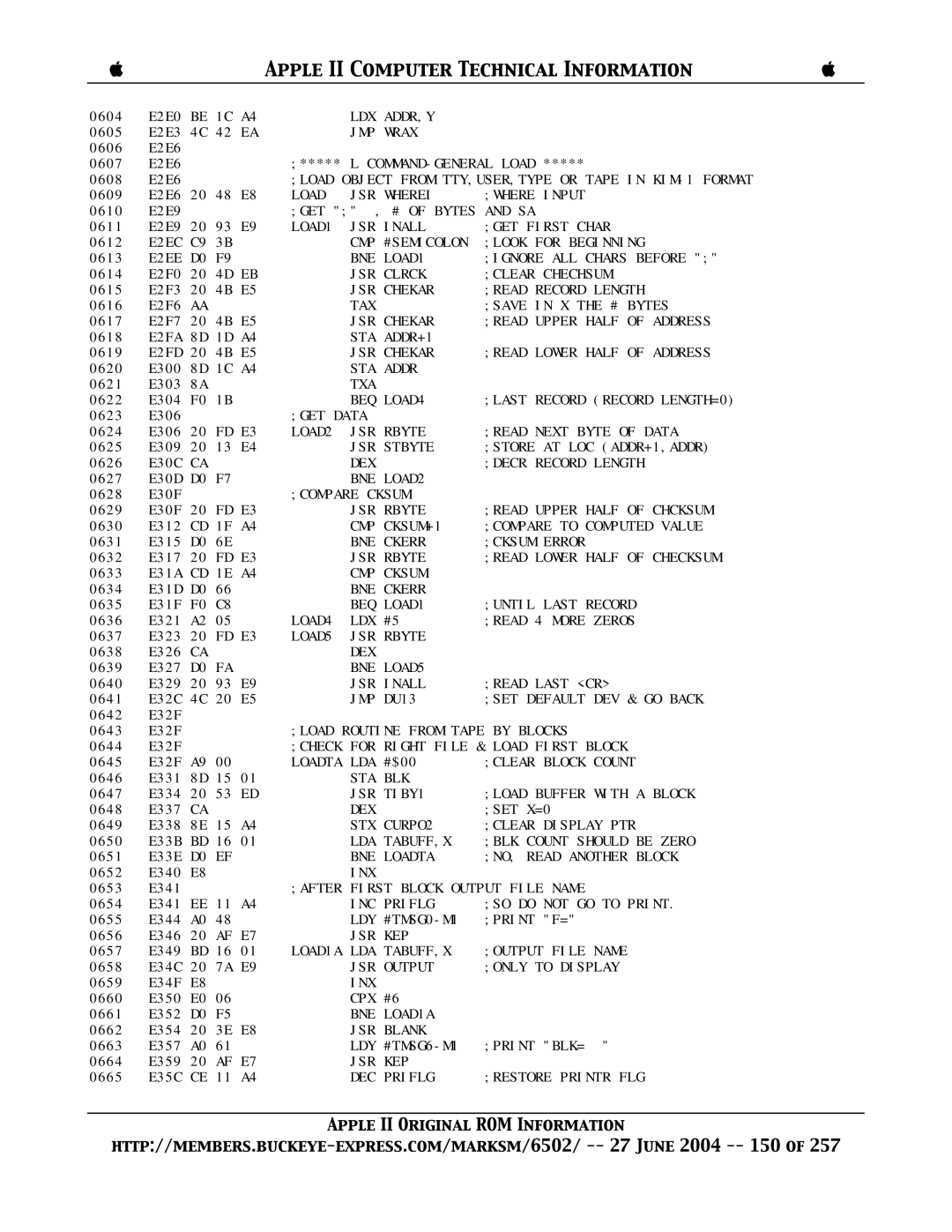 Apple II manual For, LOAD1A LDA 