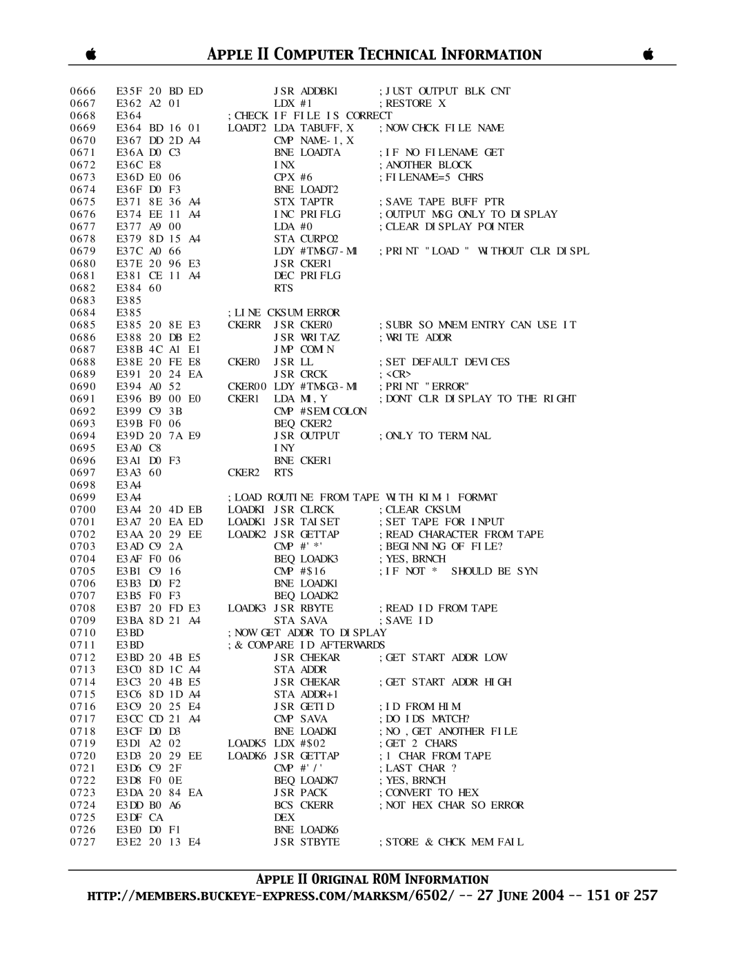 Apple II manual LOADK5 LDX 