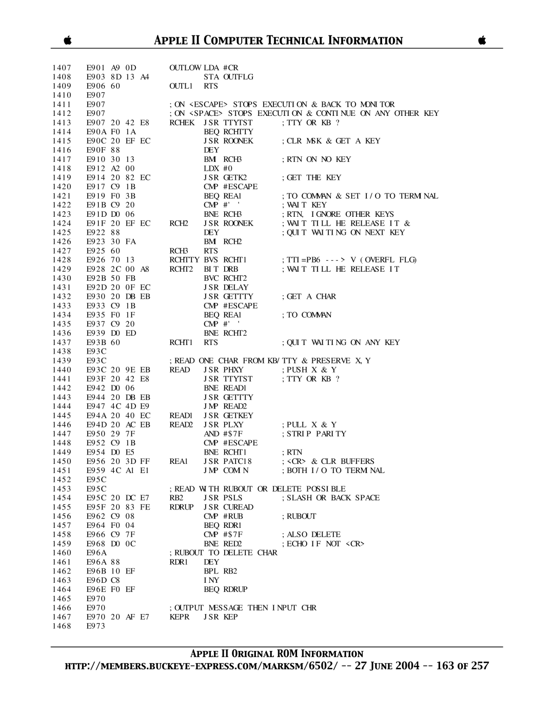 Apple II manual STA Outflg 