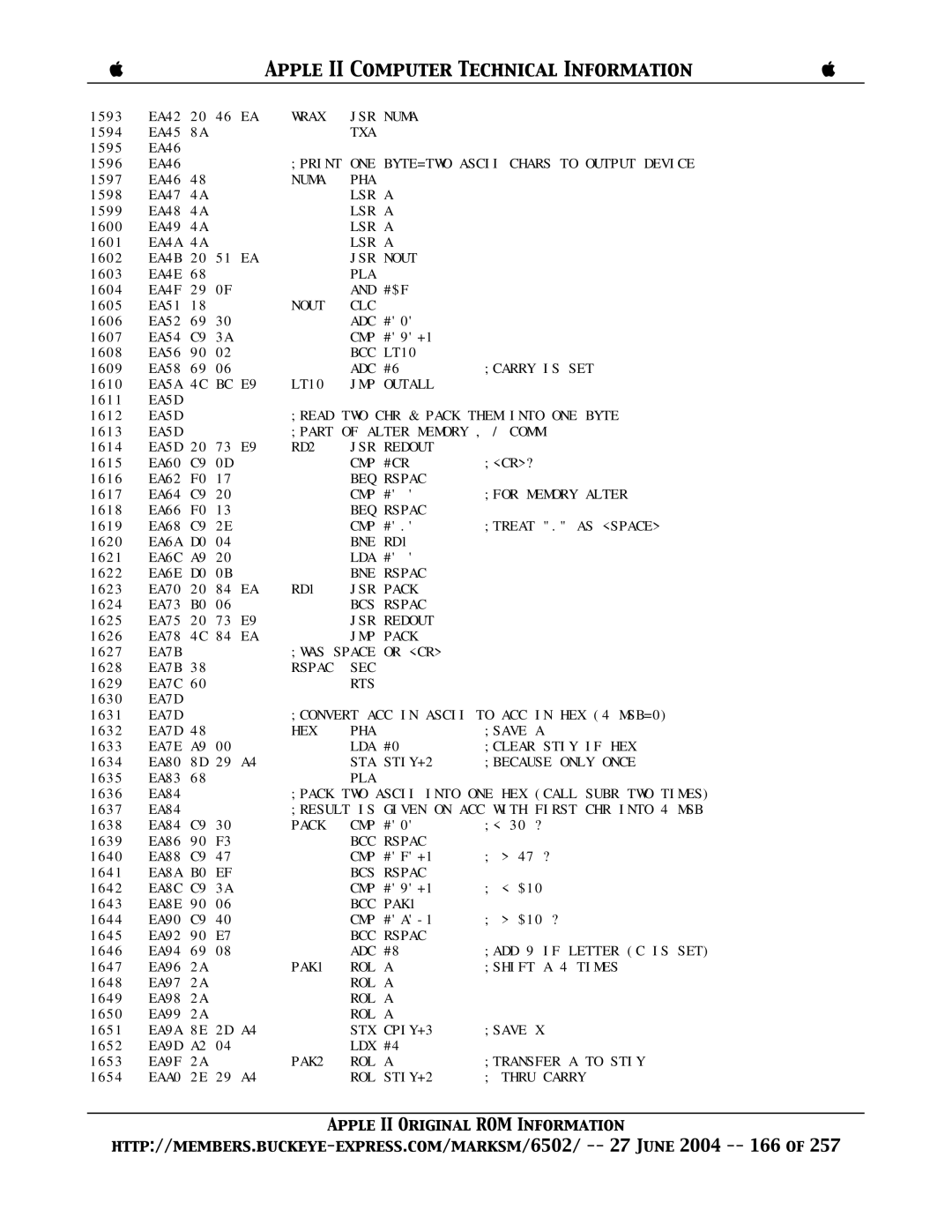 Apple II manual Wrax JSR Numa 