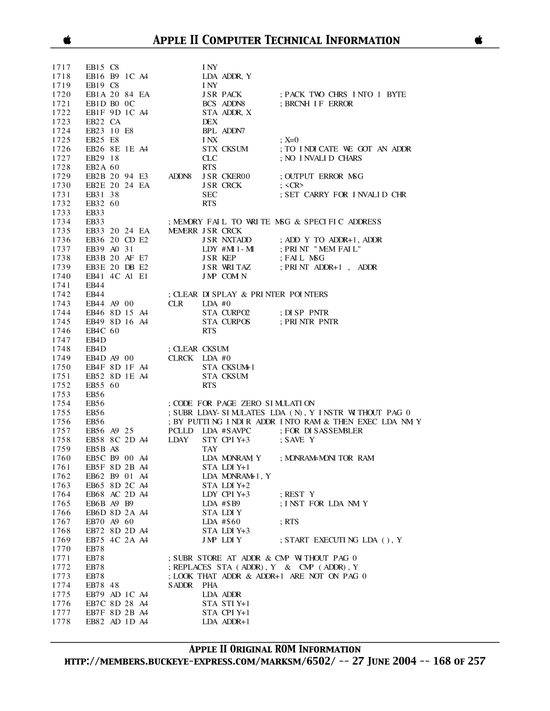 Apple II manual Memerr JSR 