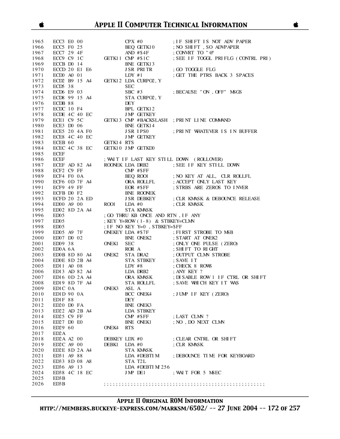 Apple II manual Onekey LDA, Debkey LDX 