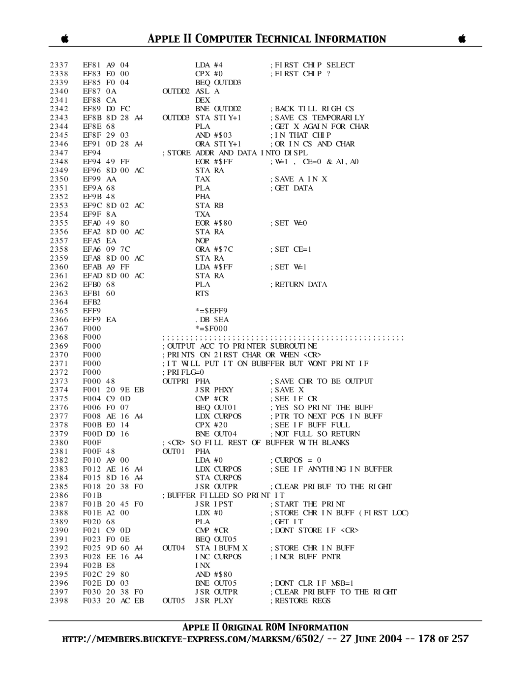 Apple II manual LDA First Chip Select 