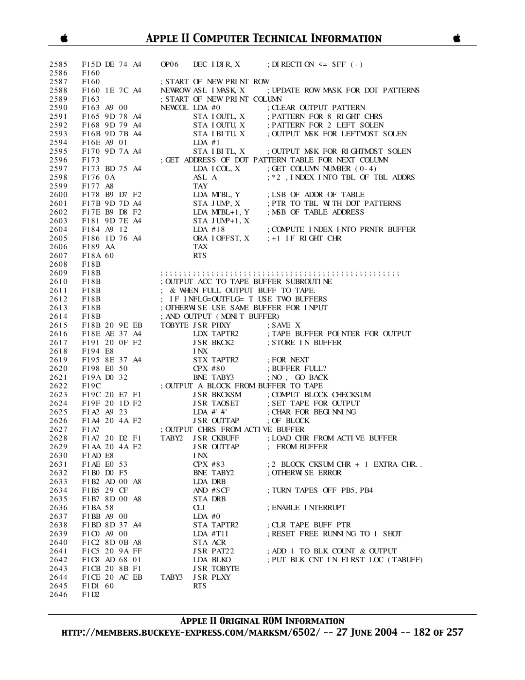 Apple II manual NEW Print ROW, Newcol LDA 