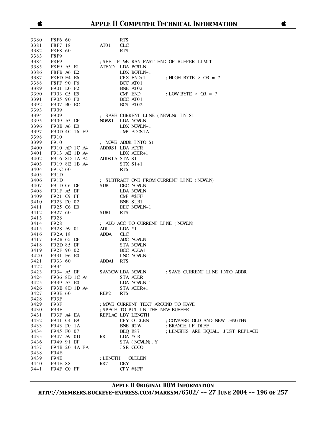 Apple II manual See if WE RAN Past END of Buffer Limit 