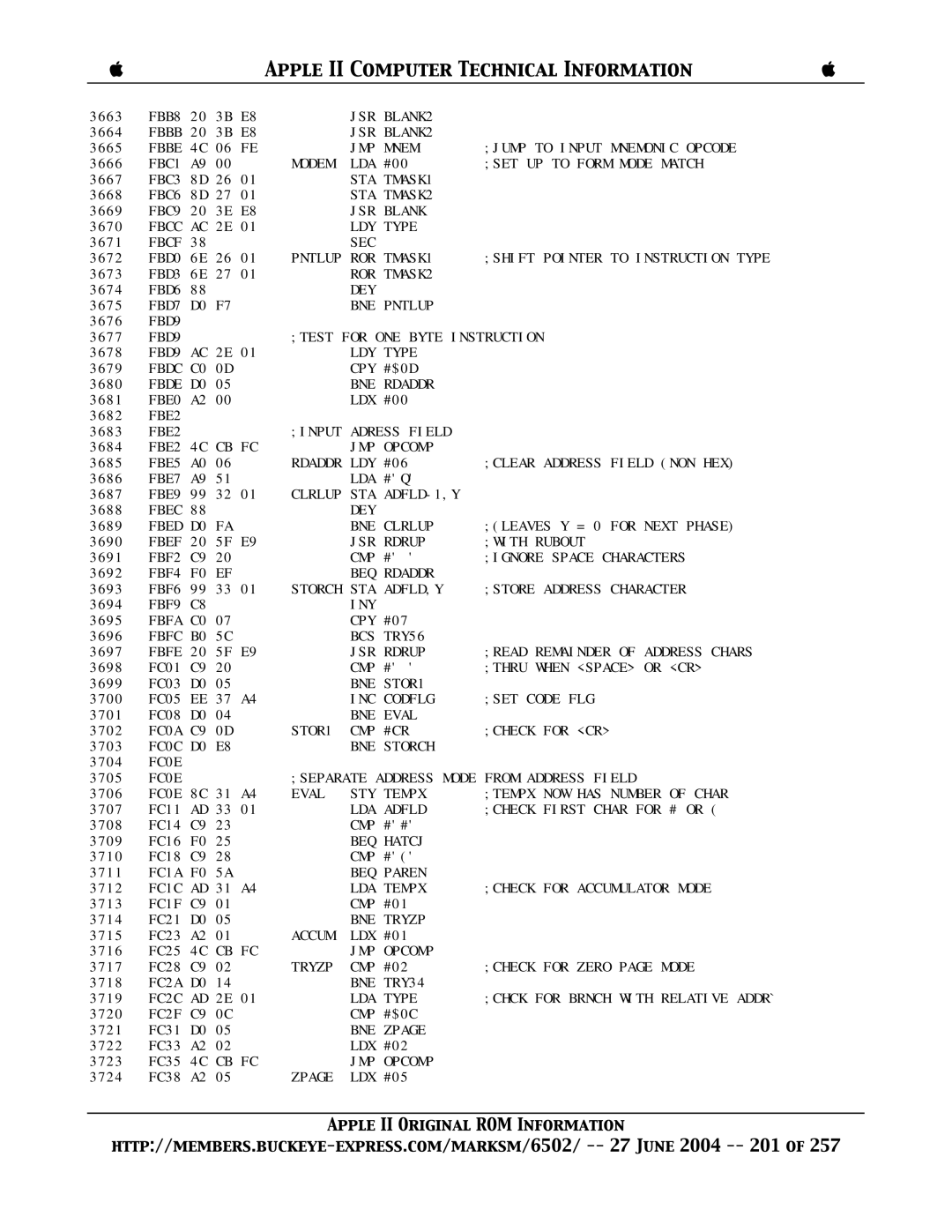 Apple II manual Rdaddr LDY 