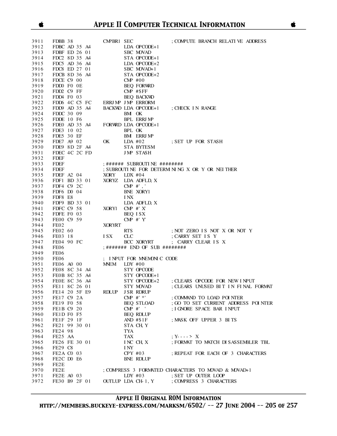 Apple II manual Backwd LDA, Forwrd LDA 