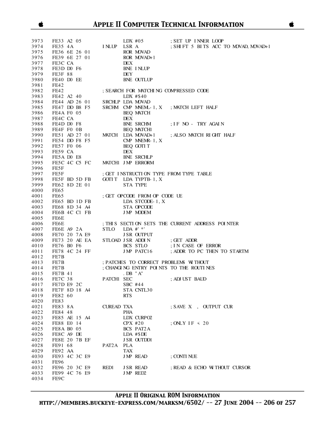 Apple II manual MATCH1 JMP, Curead TXA 