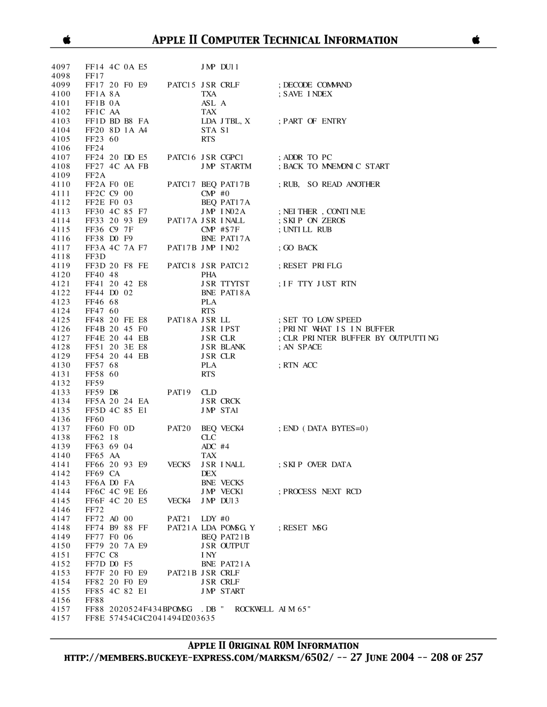 Apple II manual PATC15 JSR Crlf Decode Command 