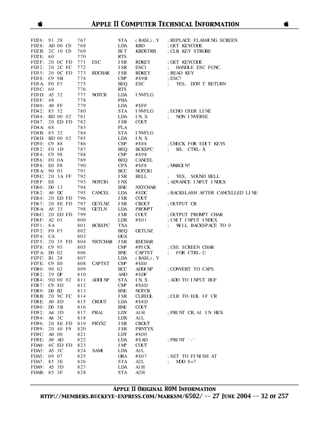 Apple II manual STA BASL,Y Replace Flashing Screen 