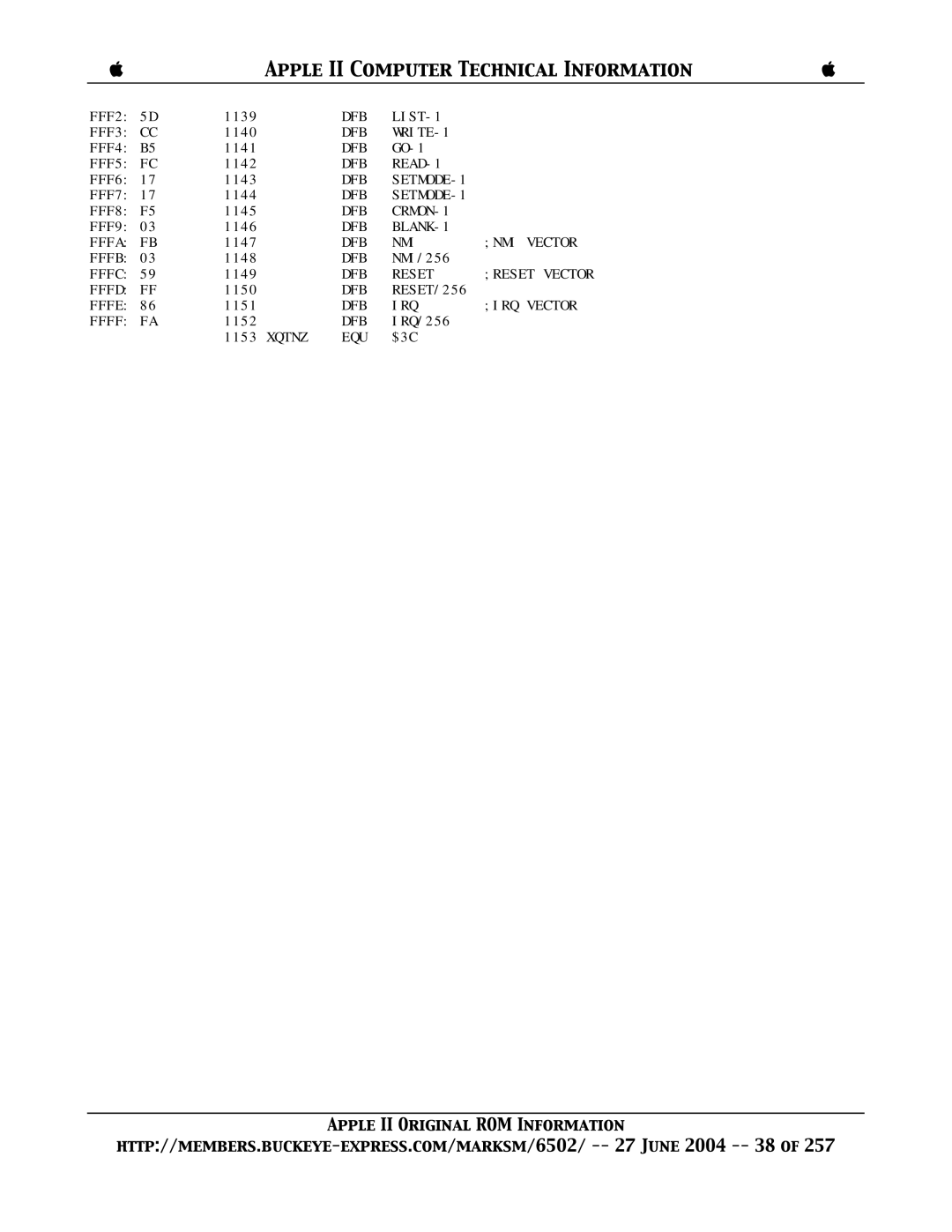 Apple II manual DFB LIST-1 FFF3 CC 