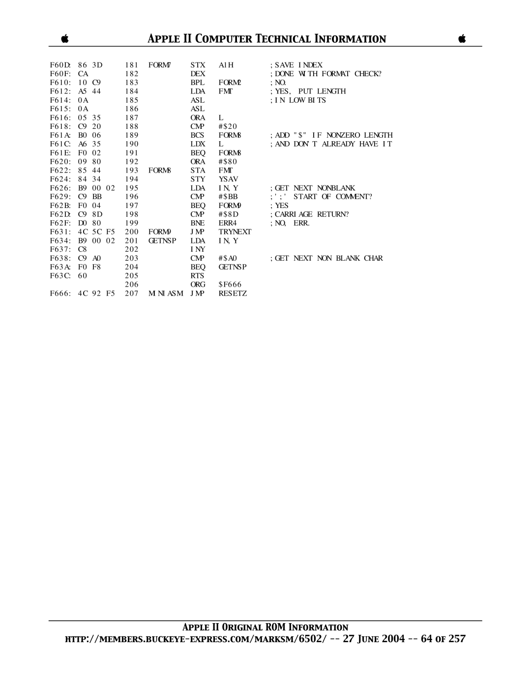 Apple II manual FORM7 STX A1H Save Index 