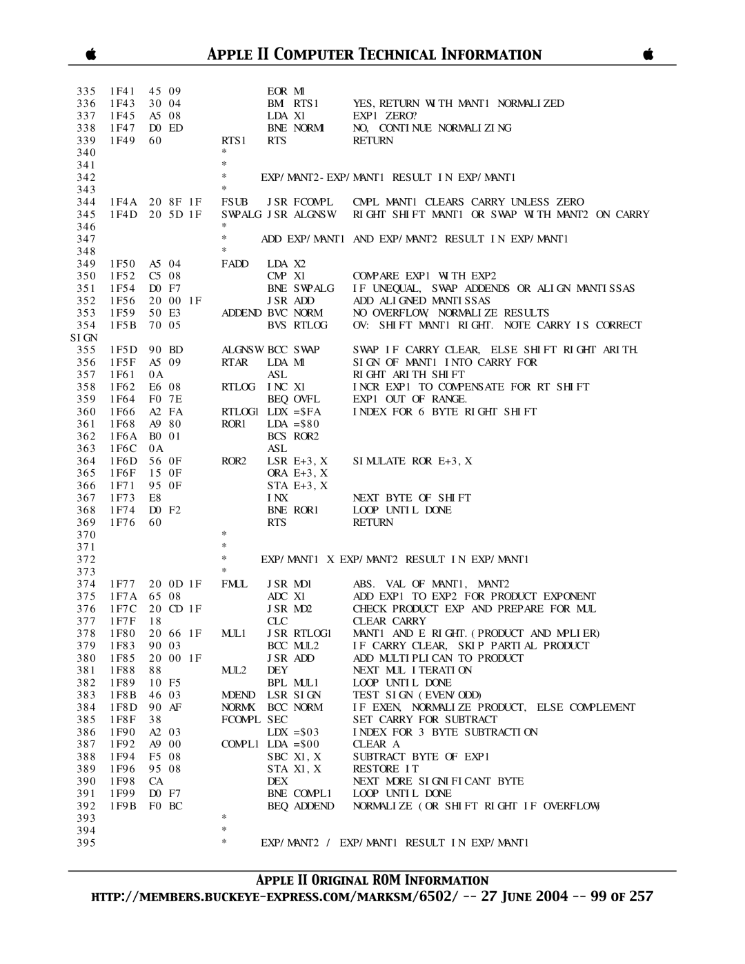 Apple II manual RTLOG1, Mdend, Normx 