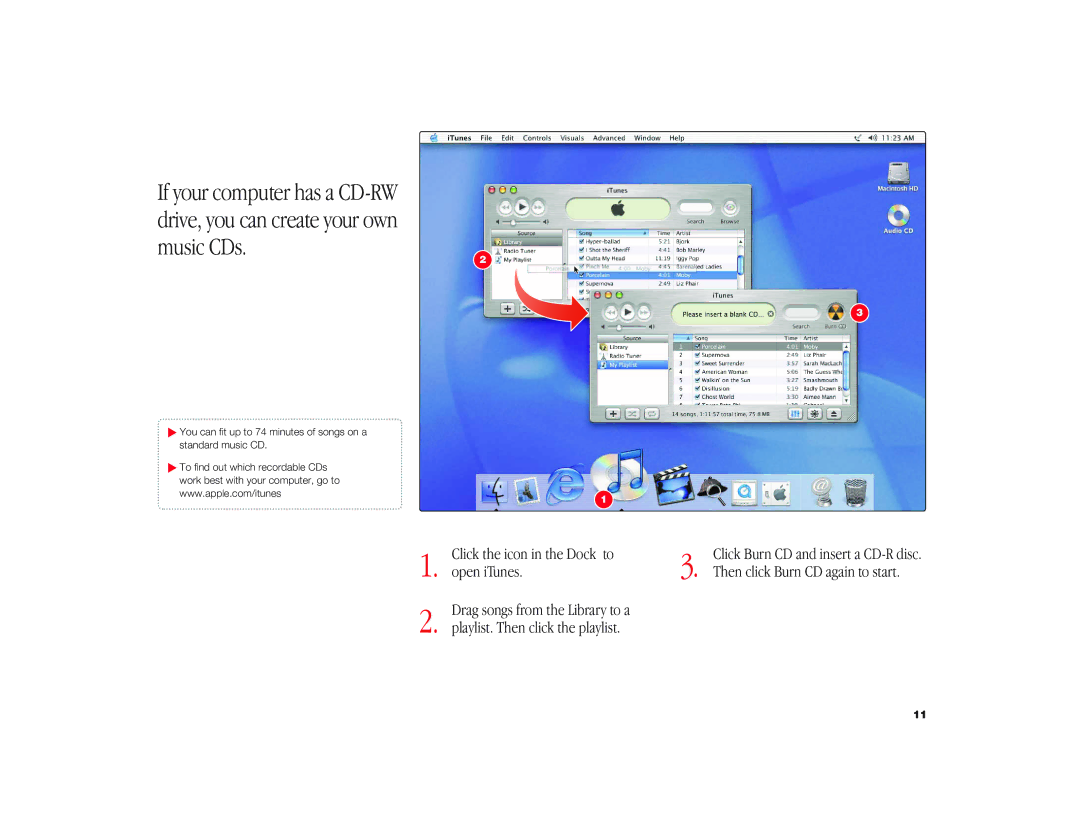 Apple iMac G3 manual Click the icon in the Dock to 