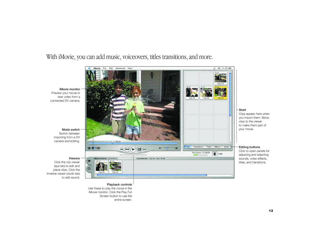 Apple iMac G3 manual IMovie monitor Preview your movie or 