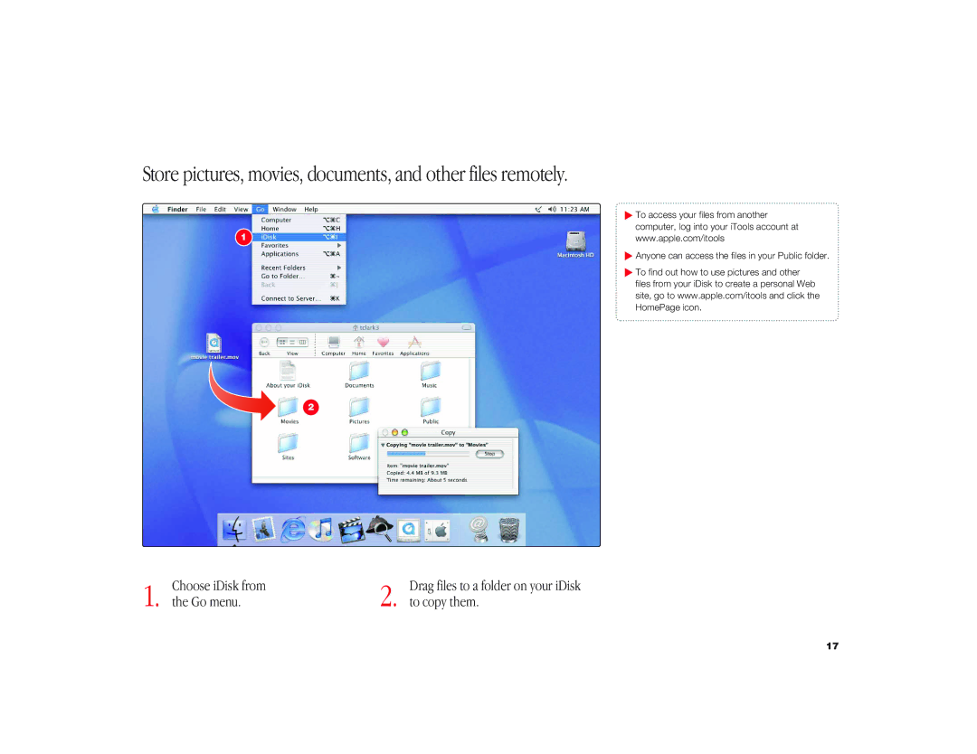 Apple iMac G3 manual Store pictures, movies, documents, and other files remotely 