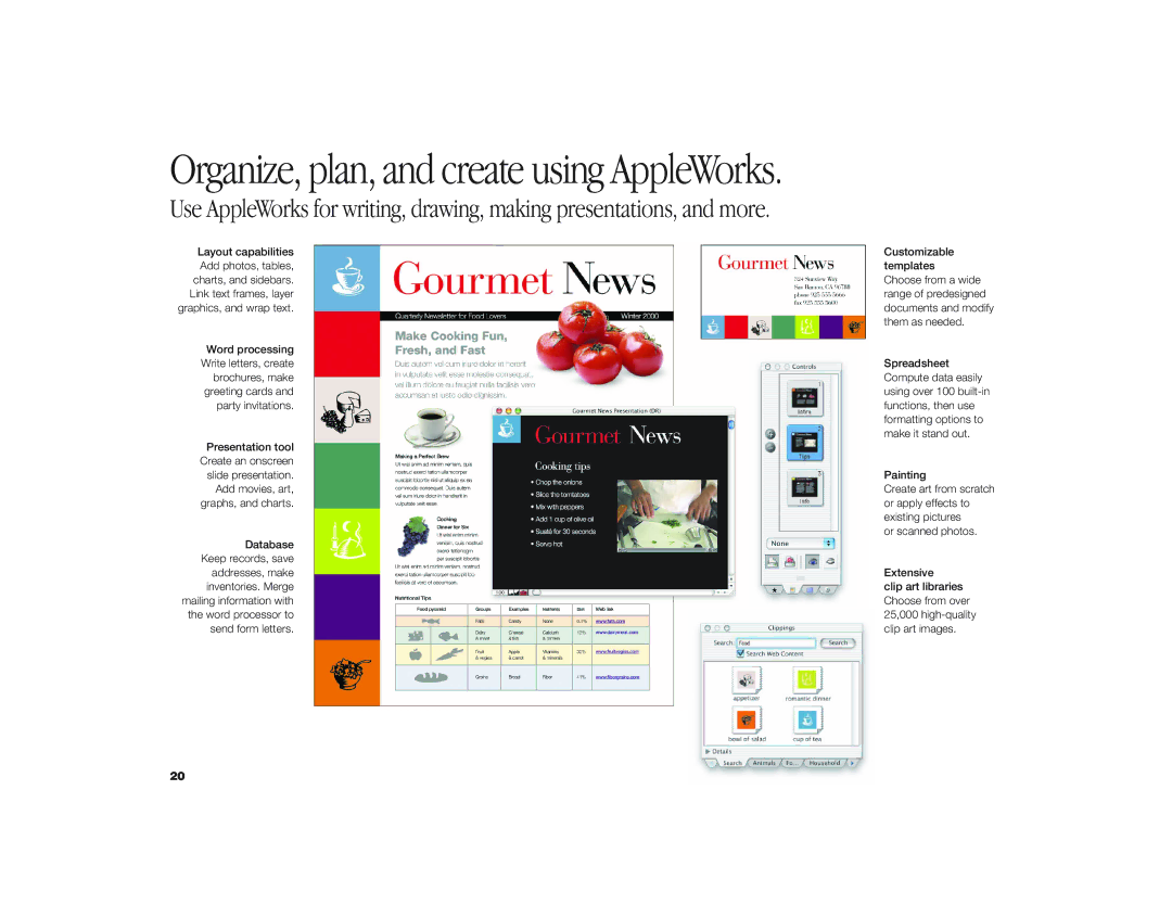 Apple iMac G3 manual Organize, plan, and create using AppleWorks 