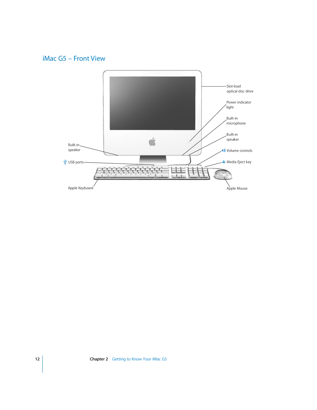 Apple manual IMac G5 Front View, Getting to Know Your iMac G5 