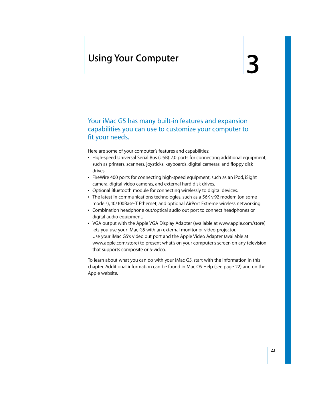 Apple iMac G5 manual 3Using Your Computer 