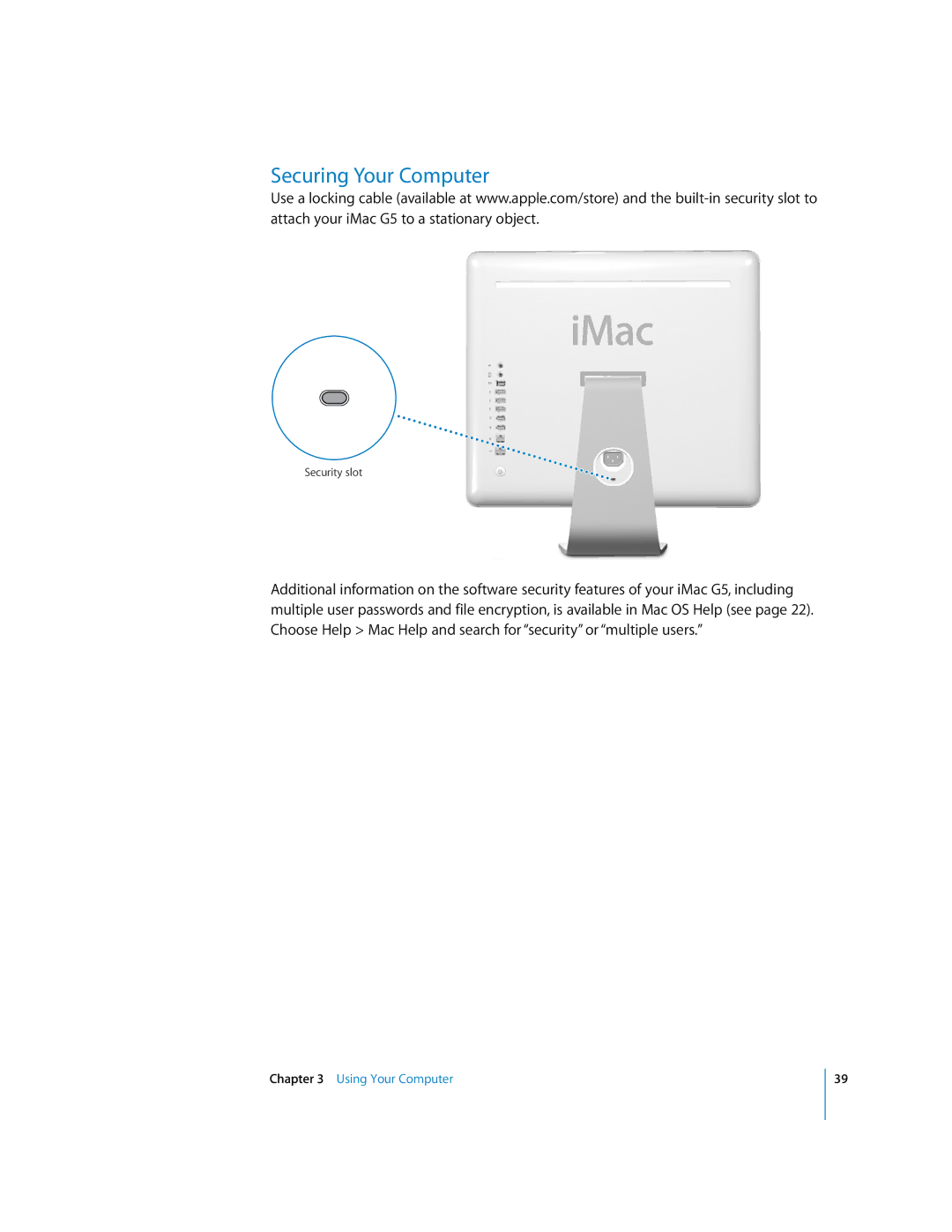 Apple iMac G5 manual Securing Your Computer 