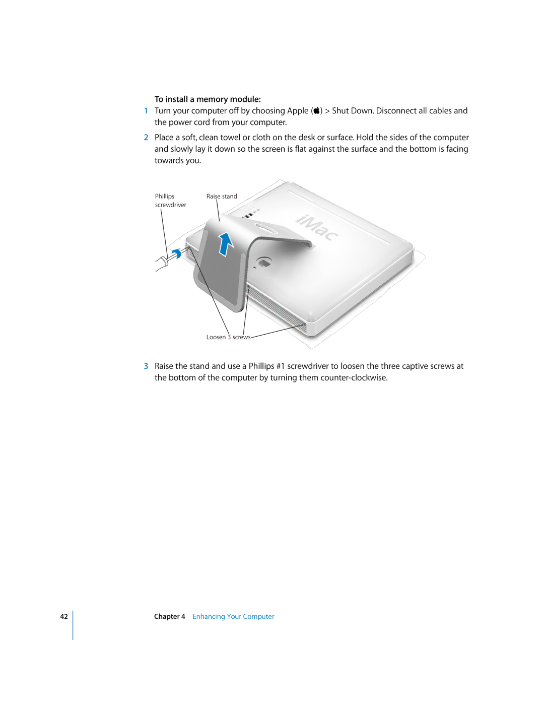 Apple iMac G5 manual To install a memory module 