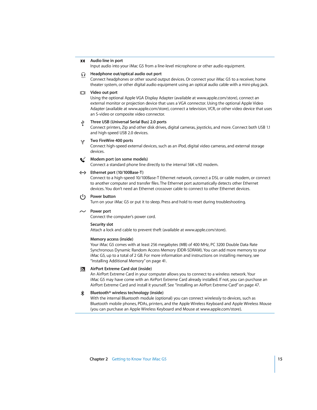 Apple imac manual Audio line in port 