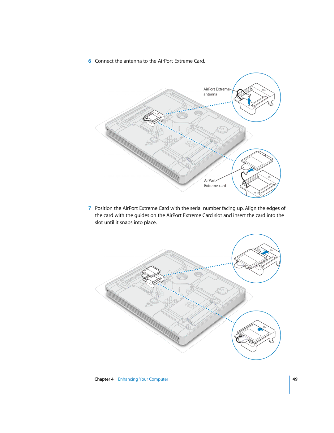 Apple imac manual Connect the antenna to the AirPort Extreme Card 