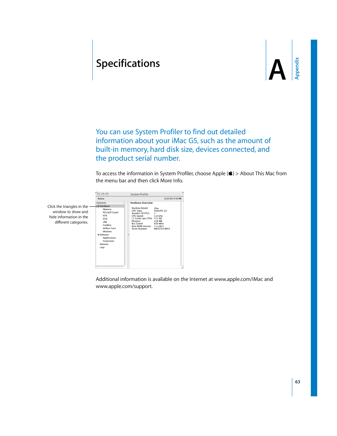 Apple imac manual Specifications 