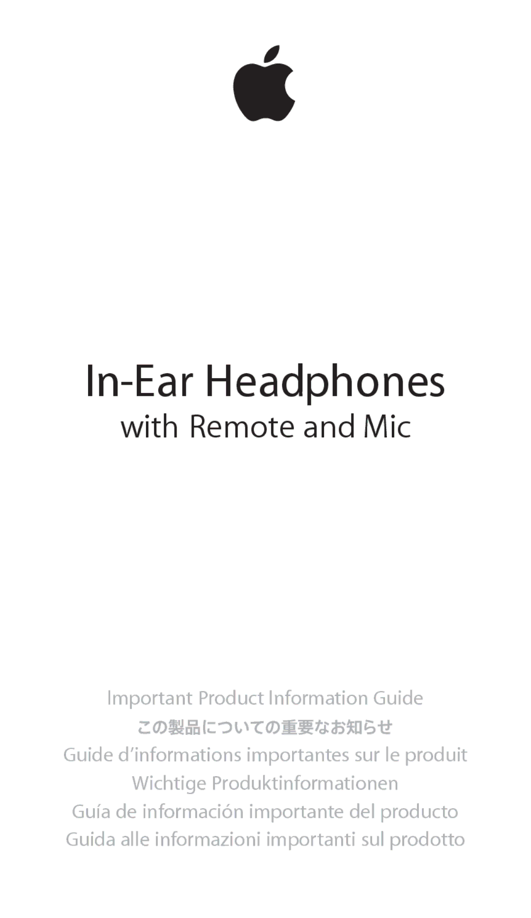 Apple ZM034-5103-A manual In-Ear Headphones 