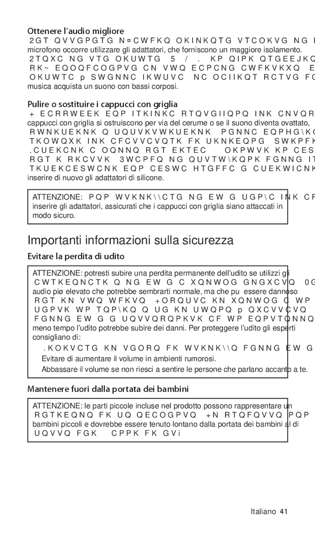 Apple ZM034-5103-A, In-Ear Importanti informazioni sulla sicurezza, Ottenere l’audio migliore, Evitare la perdita di udito 