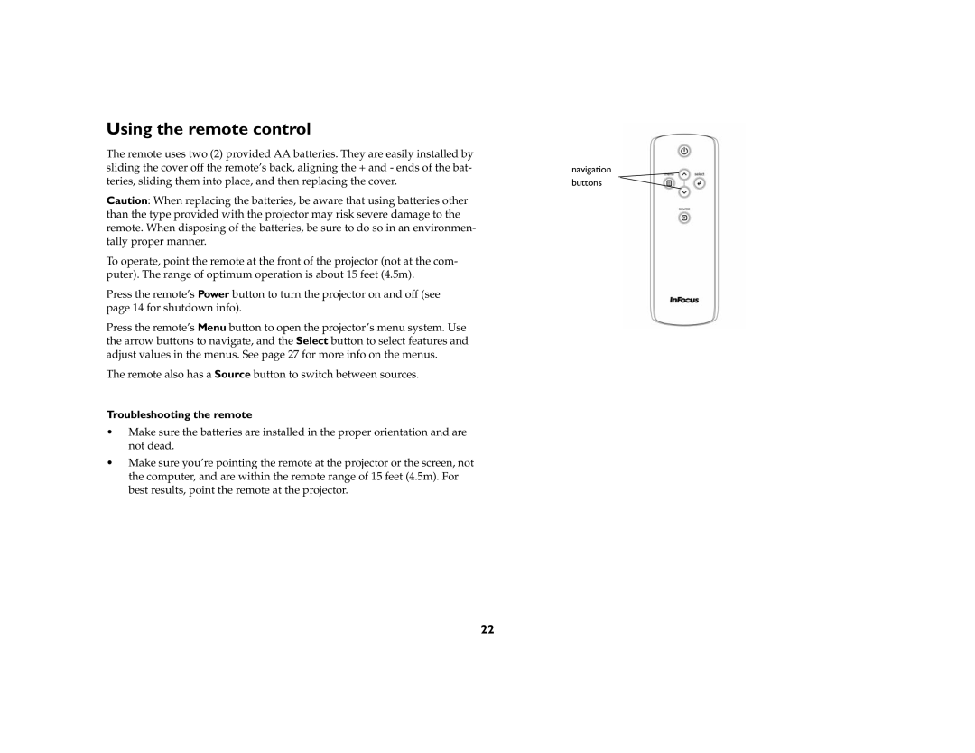 Apple IN20 Series manual Using the remote control, Troubleshooting the remote 