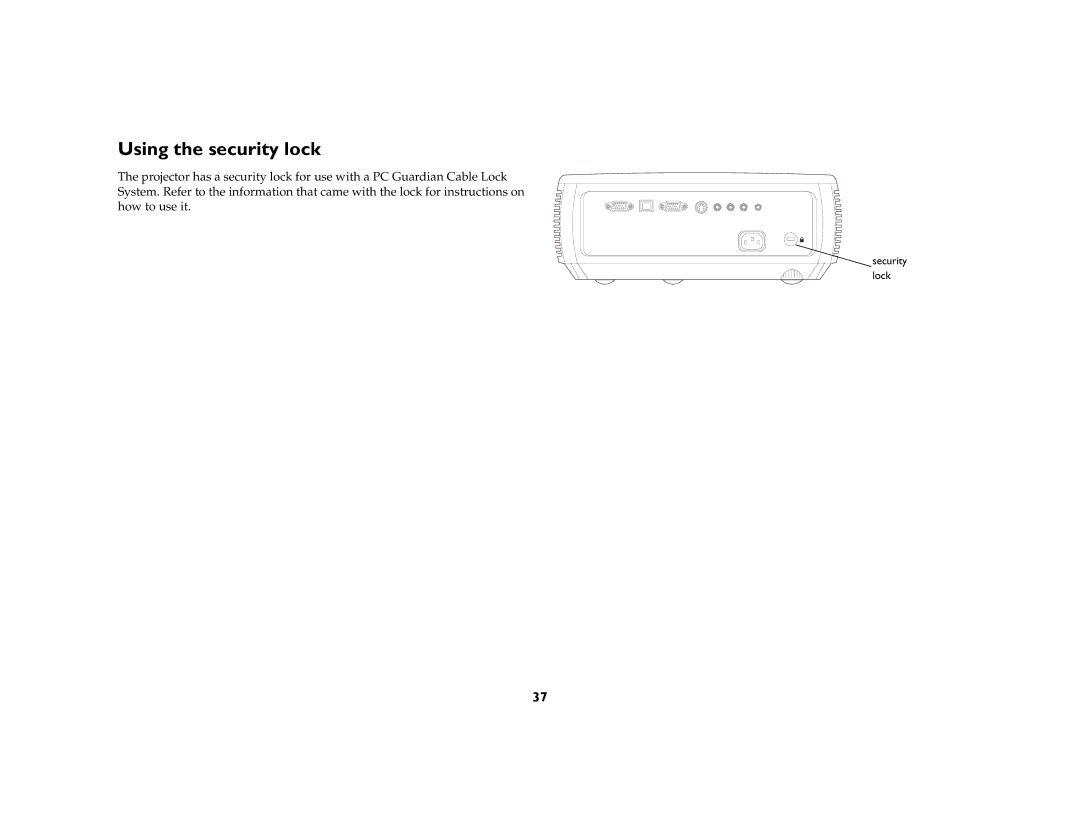 Apple IN20 Series manual Using the security lock 