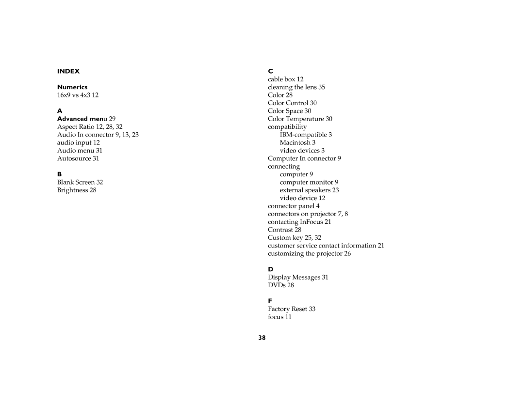 Apple IN20 Series manual Numerics, Advanced menu 