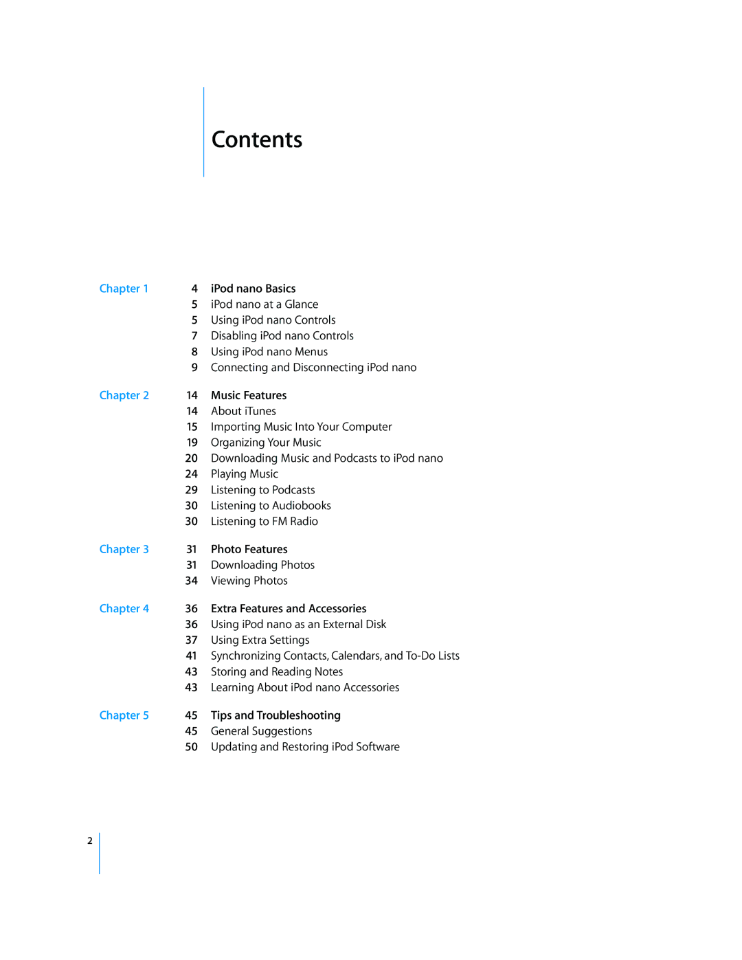 Apple iPod nano manual Contents 